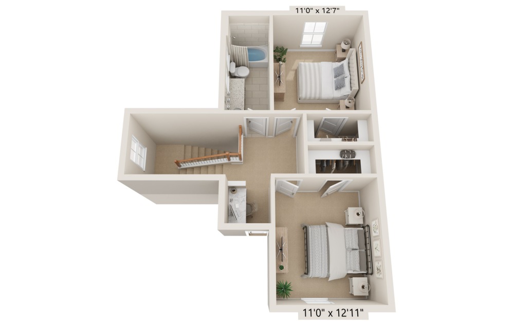 Grove - 3 bedroom floorplan layout with 2.5 baths and 1665 square feet. (Floor 2)